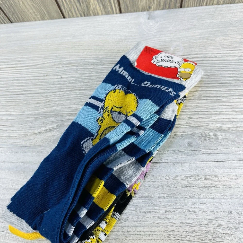 The Simpsons 2 Pairs Socks Homer Simpson Shoe Size 6 -12 Mens Womens 90s Cartoon